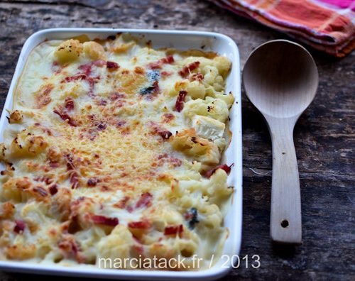 Gratin De Chou Fleur Lardons Et Chevre Recette