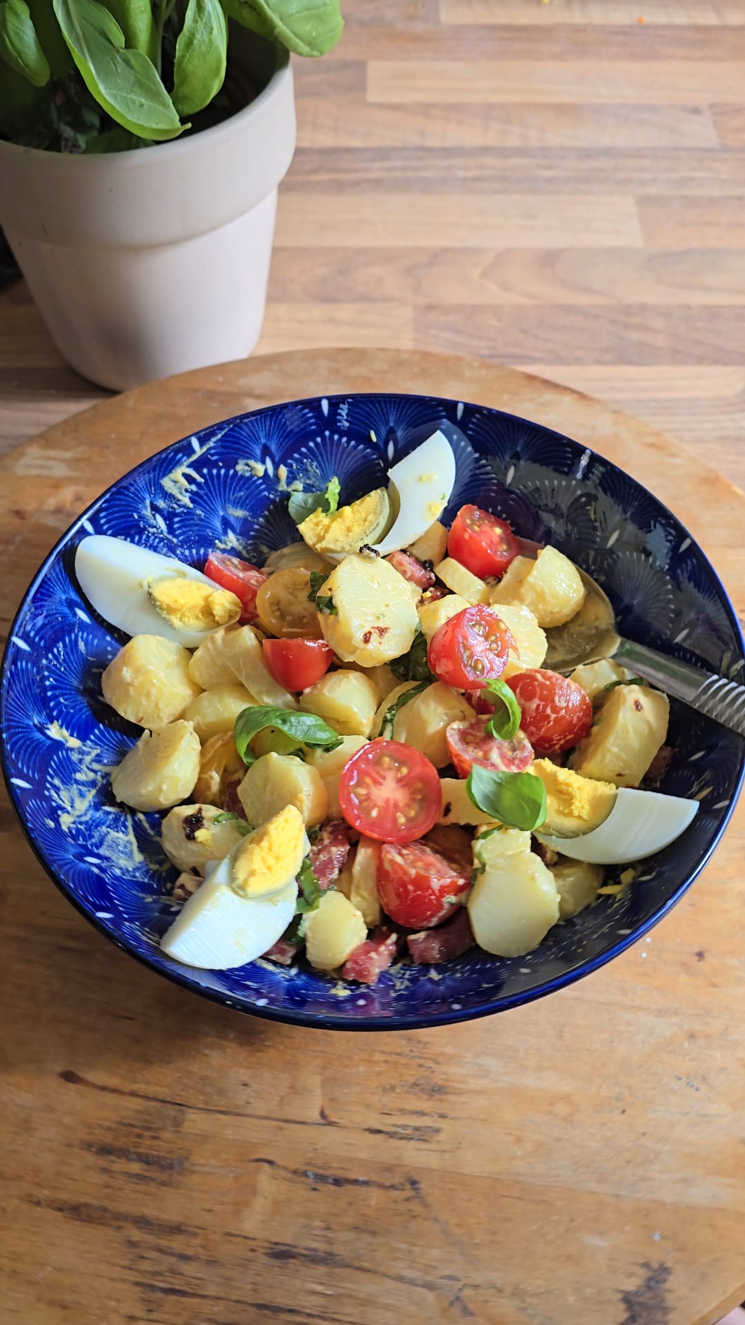 salade de pommes de terre lardons oeufs dur moutarde